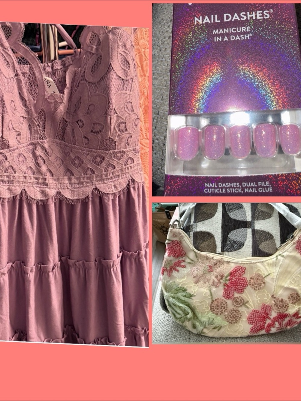 O O T D 
Women's Lace Tiered Dress in Mauve - Unbranded